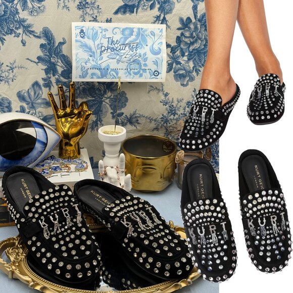 Kurt Geiger Shoes - 🆕 KURT GEIGER LONDON 🧿 NWOB Kurt Crystal Slipper, Black Suede - Sz 41 US 10